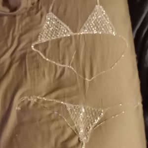 Blinged out lingerie panties and bra